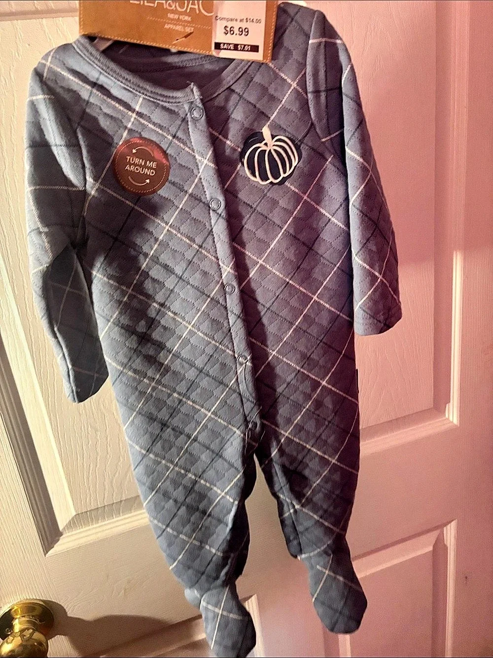 The Children's Place Baby Plaid Footie Gray & Purple NWT